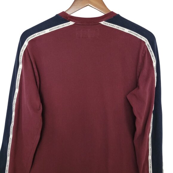 Abercrombie & Fitch Soft A&F Long Sleeve Crewneck Tee Mens Size M Burgundy Navy - Picture 5 of 9